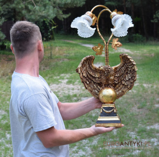 XXL Monumentalna Lampa z Orłem na Cokole w Stylu Cesarstwa Rzymskiego