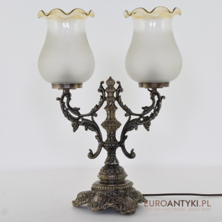 XL! Duża stołowa srebrna lampa barokowa – wyjątkowa ozdoba do zamku, pałacu i dworu