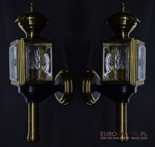 Retro Mosiężne Lampy Powozowe z Szybkami – Idealne Jako Latarnie Ścienne
