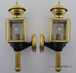 Retro Mosiężne Lampy Powozowe z Szybkami – Idealne Jako Latarnie Ścienne