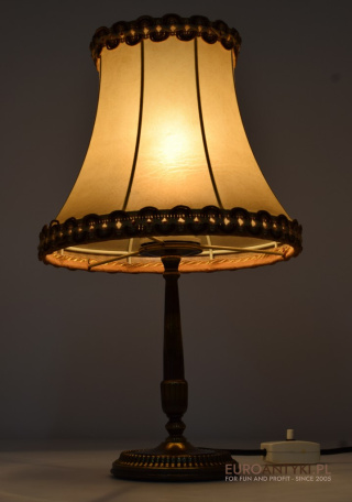 XL! DUŻA! Klasyczna lampa stołowa w stylu retro z abażurem w odcieniach beżu