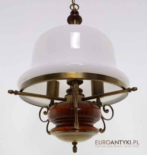 Lampa sufitowa retro z mosiężnym kloszem