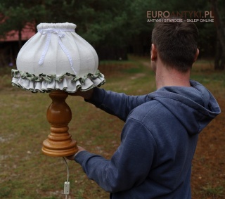 XL! Duża lampa stołowa w stylu cottagecore do góralskiej chaty