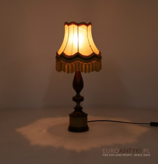 XL! DUŻA! Elegancka Lampa Stołowa Retro/Vintage z Litym Drewnem i Mosiądzem