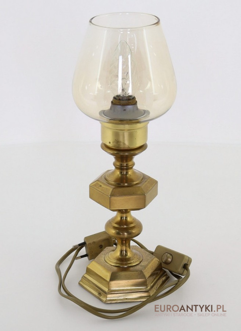 vintage lampa stołowa z kloszem