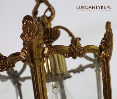 lampa z mosiądzu i szkła na sufit