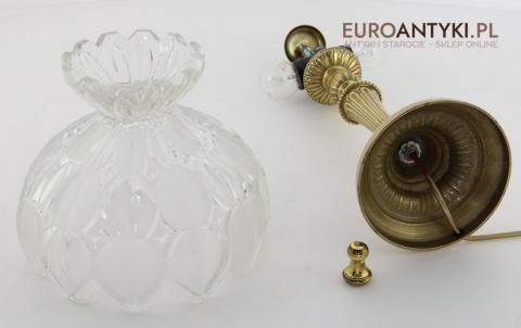 antyk lampka z kryształowym kloszem