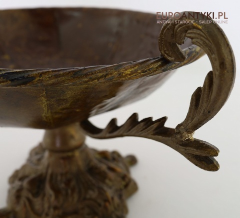 XL! Duża antyczna patera z metalu z końca XIX wieku – dekoracyjna misa na owoce lub dekoracje w stylu retro