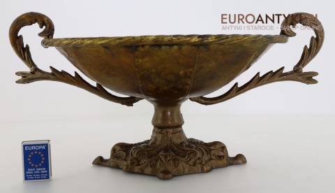 XL! Duża antyczna patera z metalu z końca XIX wieku – dekoracyjna misa na owoce lub dekoracje w stylu retro