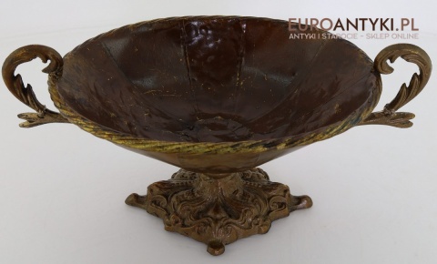 XL! Duża antyczna patera z metalu z końca XIX wieku – dekoracyjna misa na owoce lub dekoracje w stylu retro