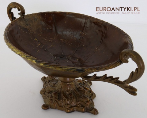 XL! Duża antyczna patera z metalu z końca XIX wieku – dekoracyjna misa na owoce lub dekoracje w stylu retro