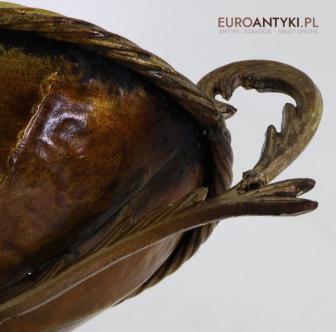 XL! Duża antyczna patera z metalu z końca XIX wieku – dekoracyjna misa na owoce lub dekoracje w stylu retro