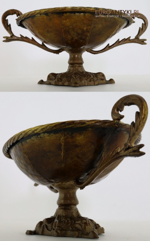 XL! Duża antyczna patera z metalu z końca XIX wieku – dekoracyjna misa na owoce lub dekoracje w stylu retro