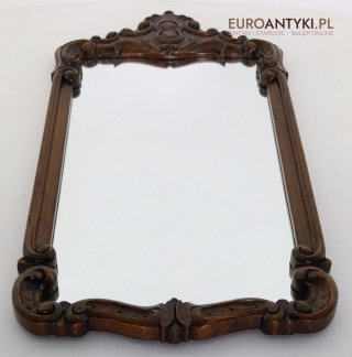 Duże antyczne lustro z litego drewna w stylu Ludwikowskim – elegancja połowy XX wieku
