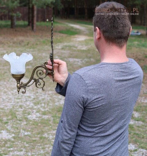 duży mosiężny kinkiet retro