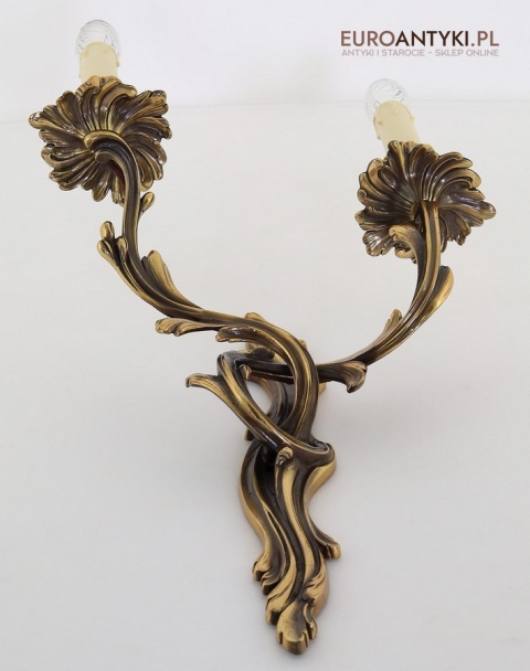 antyczny kinkiet mosiężny rokoko
