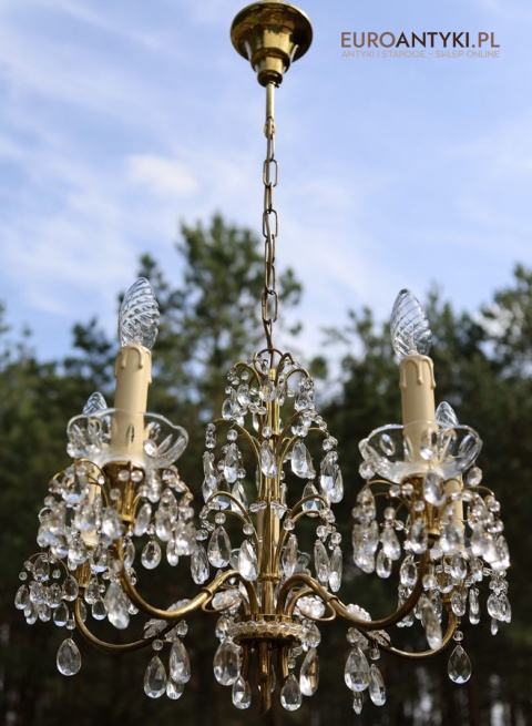 francuski żyrandol kryształowy retro