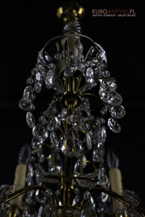 żyrandol wiszący vintage z kryształkami