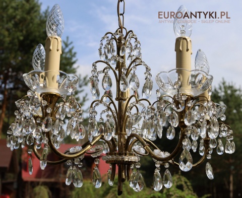 żyrandol klasyczny z kryształkami vintage