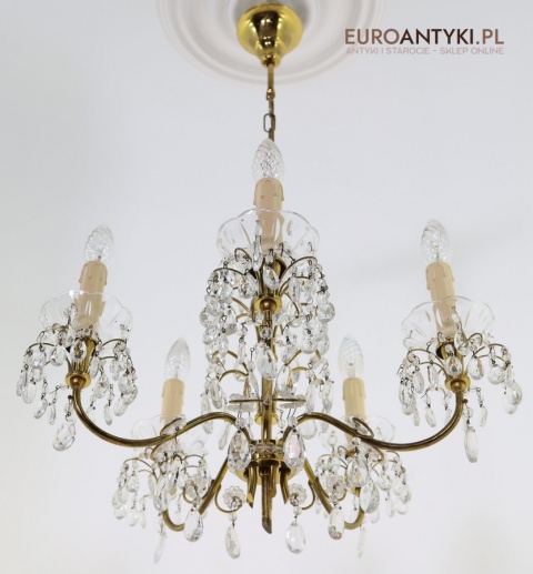 żyrandol antyczny z kryształami vintage
