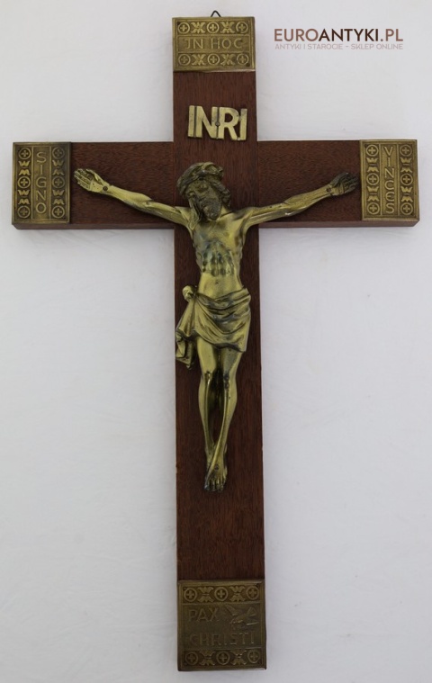 antyczny mosiężny jezus na krzyżu