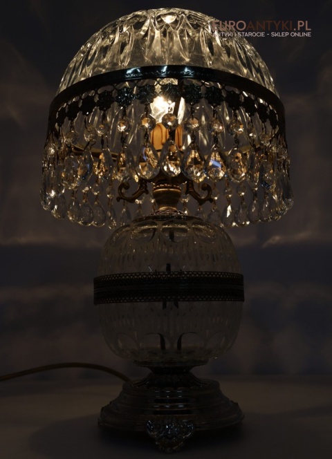 vintage stołowa lampa kryształowa