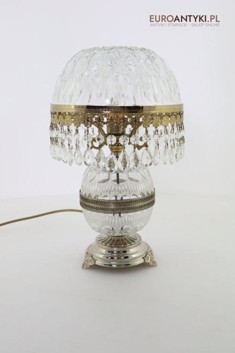 antyczna kryształowa lampa stołowa