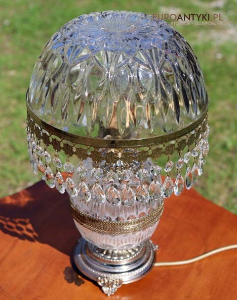 francuska kryształowa lampa stołowa