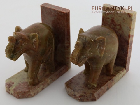 antyczne podpórki do książek słonie