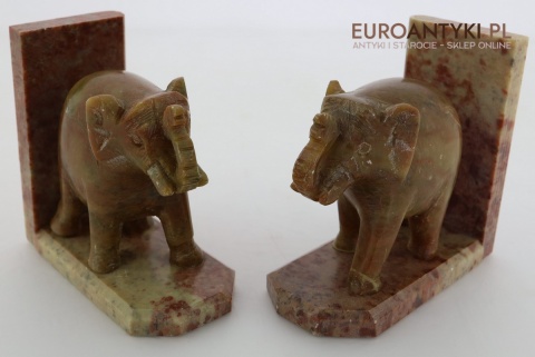 ozdobne podpórki książkowe ze słoniami z marmuru