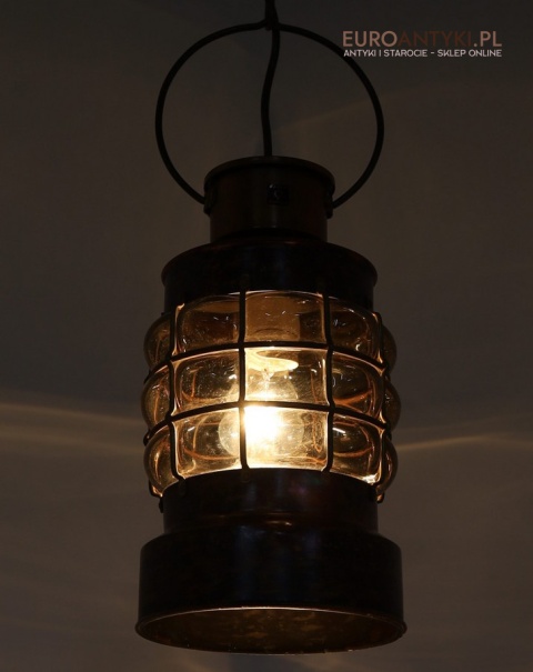 marynistyczna lampa wisząca z mosiądzu i szkła