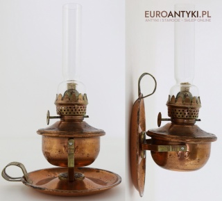 Retro lampka naftowa z miedzi – dekoracyjna mini lampa z lat 60./70. XX wieku, Made in Hong Kong