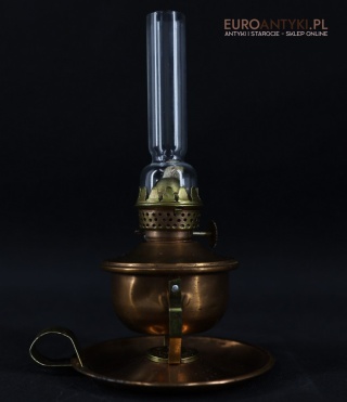 Retro lampka naftowa z miedzi – dekoracyjna mini lampa z lat 60./70. XX wieku, Made in Hong Kong