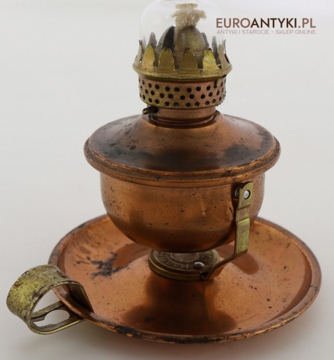 Retro lampka naftowa z miedzi – dekoracyjna mini lampa z lat 60./70. XX wieku, Made in Hong Kong