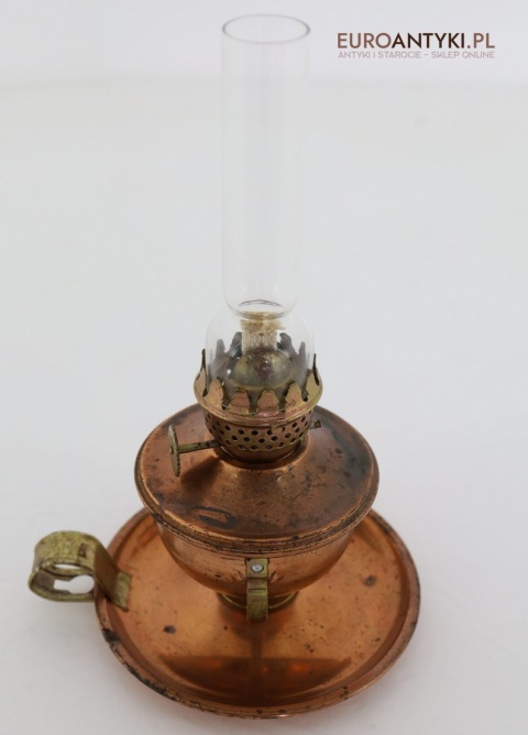 Retro lampka naftowa z miedzi – dekoracyjna mini lampa z lat 60./70. XX wieku, Made in Hong Kong