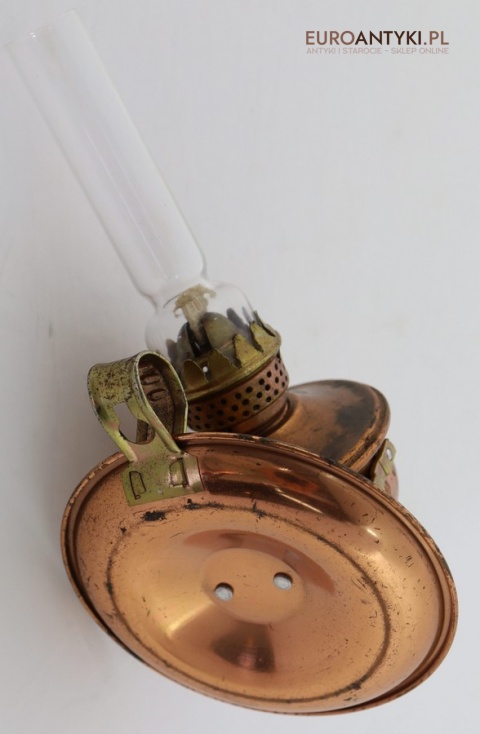 Retro lampka naftowa z miedzi – dekoracyjna mini lampa z lat 60./70. XX wieku, Made in Hong Kong