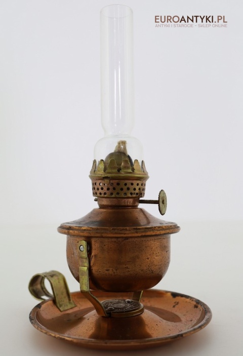 Retro lampka naftowa z miedzi – dekoracyjna mini lampa z lat 60./70. XX wieku, Made in Hong Kong