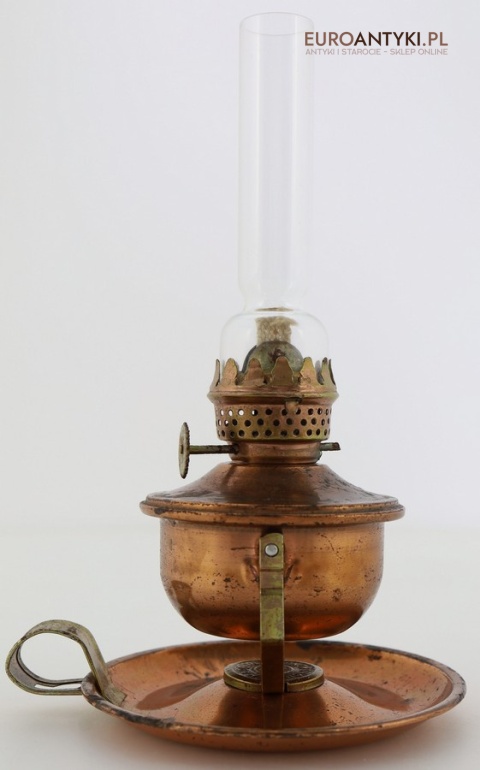 Retro lampka naftowa z miedzi – dekoracyjna mini lampa z lat 60./70. XX wieku, Made in Hong Kong