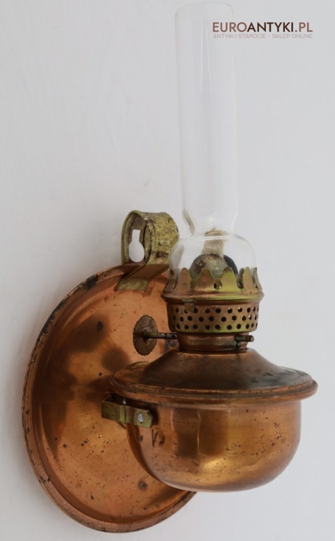 Retro lampka naftowa z miedzi – dekoracyjna mini lampa z lat 60./70. XX wieku, Made in Hong Kong