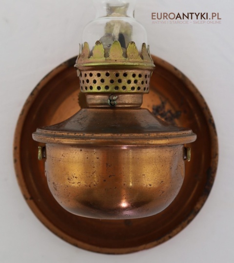 Retro lampka naftowa z miedzi – dekoracyjna mini lampa z lat 60./70. XX wieku, Made in Hong Kong