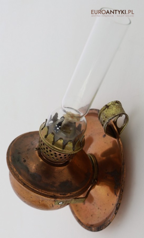 Retro lampka naftowa z miedzi – dekoracyjna mini lampa z lat 60./70. XX wieku, Made in Hong Kong