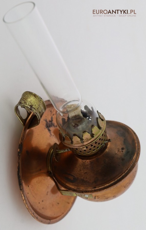 Retro lampka naftowa z miedzi – dekoracyjna mini lampa z lat 60./70. XX wieku, Made in Hong Kong