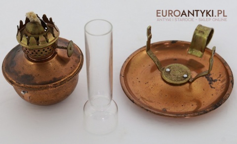 Retro lampka naftowa z miedzi – dekoracyjna mini lampa z lat 60./70. XX wieku, Made in Hong Kong