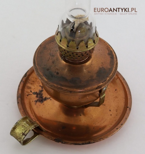 Retro lampka naftowa z miedzi – dekoracyjna mini lampa z lat 60./70. XX wieku, Made in Hong Kong