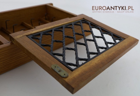 dębowa skrzynka na klucze i listy