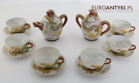 antyk zestaw kawowy smok japoński