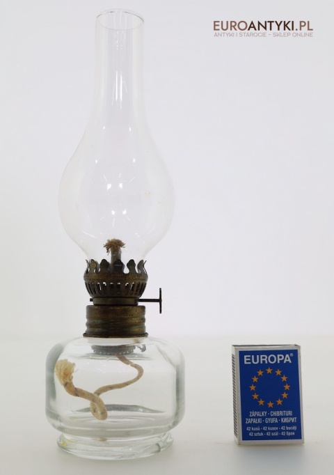 Szklana mini lampka naftowa – oryginalna lampa stołowa z USA z lat 60./70. XX wieku