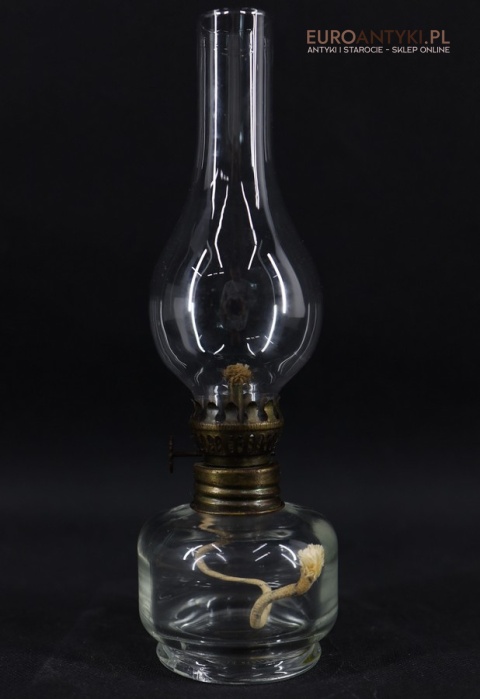 Szklana mini lampka naftowa – oryginalna lampa stołowa z USA z lat 60./70. XX wieku