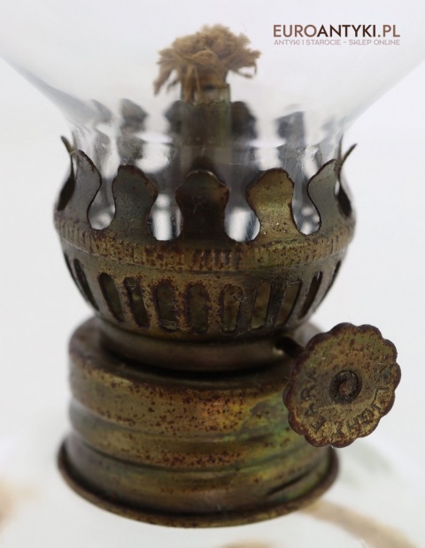 Szklana mini lampka naftowa – oryginalna lampa stołowa z USA z lat 60./70. XX wieku