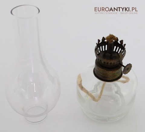 Szklana mini lampka naftowa – oryginalna lampa stołowa z USA z lat 60./70. XX wieku